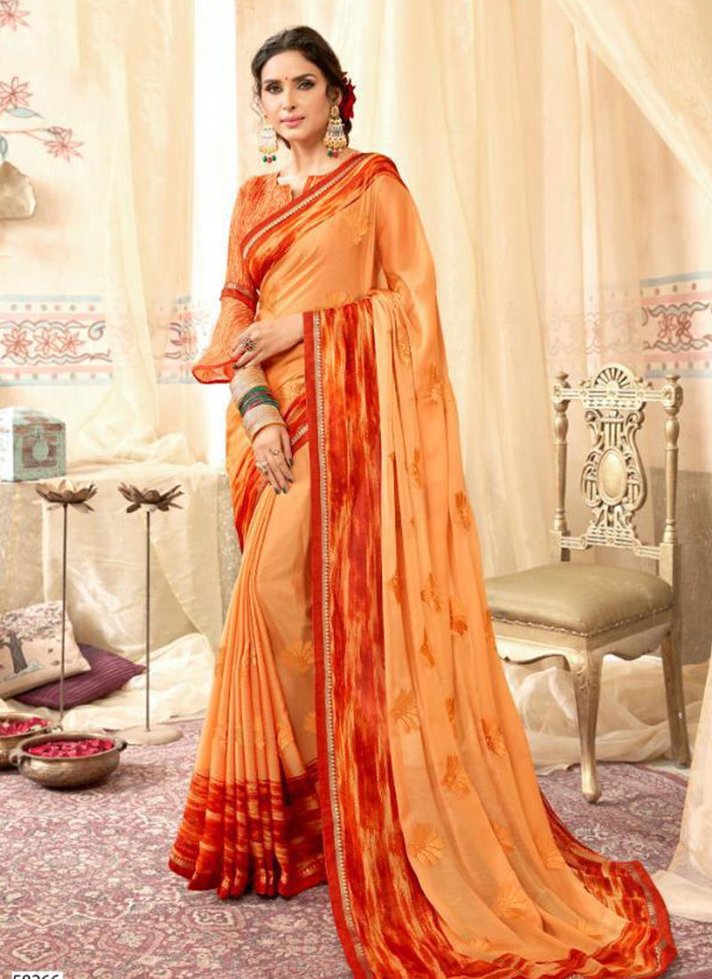 Stylish Chiffon Saree Collection Beautiful Embroidery Designs  